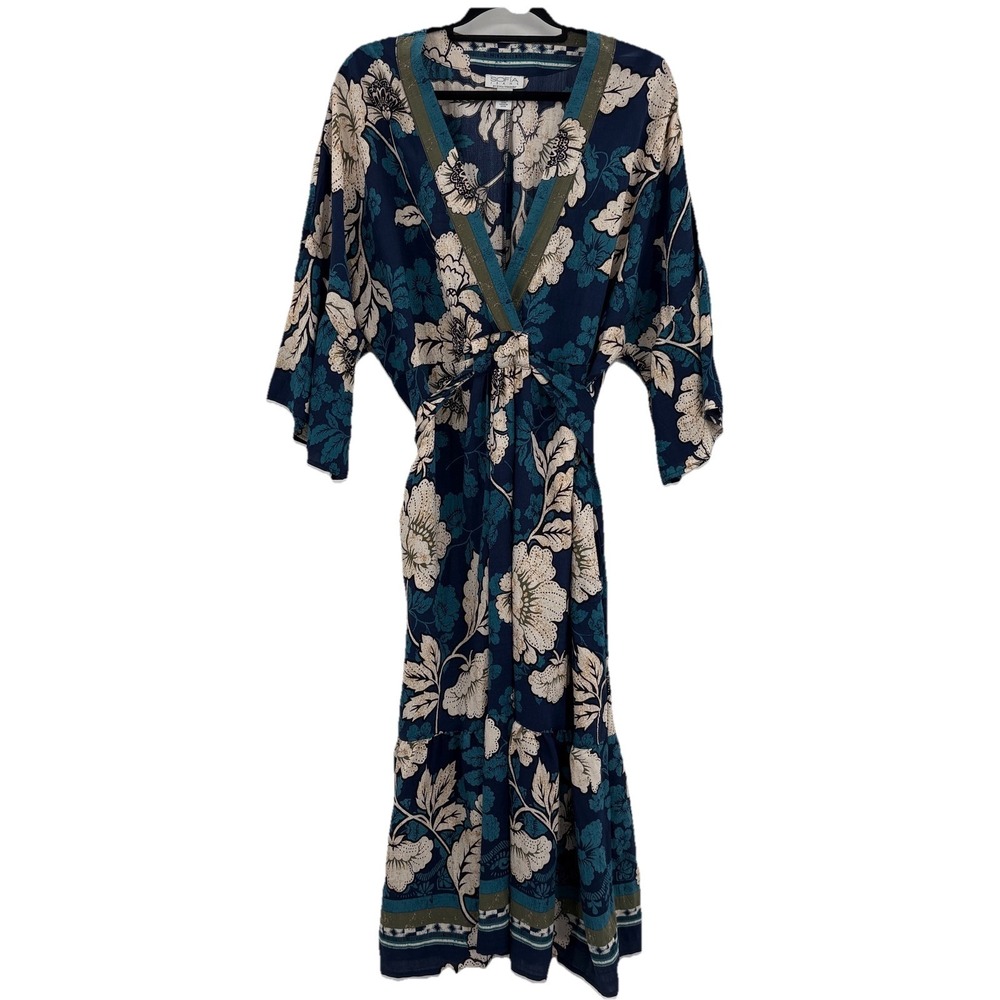 NWT Sofia Jeans by Sofia Vergara Dress XXXL (22) Blue Floral Empire Waist Midi